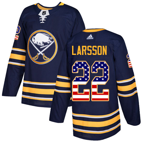 Adidas Sabres #22 Johan Larsson Navy Blue Home Authentic USA Flag Stitched NHL Jersey